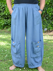 Linen Trousers with button pockets - 10034