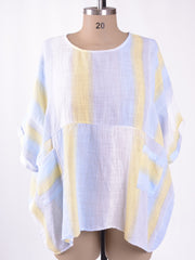 Oversized Cotton Striped Tunic - 10077 STRIPE