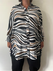 Zebra Print Oversized Shirt - 1069