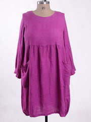 Linen Dress With Pockets - 12238
