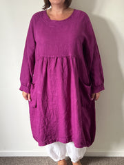 Linen Dress With Pockets - 12238