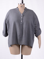 Lightweight Tunic Blouse with Roll Sleeves - 12527
