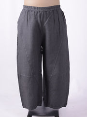 Wide-Leg Barrel Linen Trousers - 13399