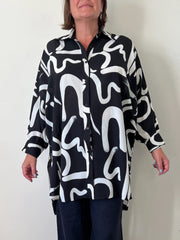 Abstract Print Oversized Shirt - 3180