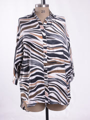 Zebra Print Oversized Shirt - 1069