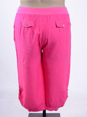 Linen Trousers Ruched with Button - 8336