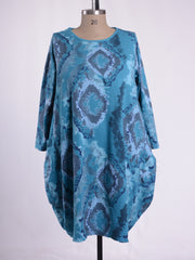 Patterned Parachute Dress With Pockets Cotton - 9215 Patterned