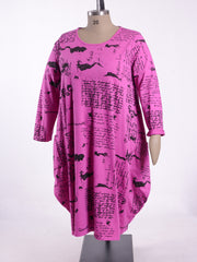 Srcipted Parachute Dress With Pockets  - 9215 Script