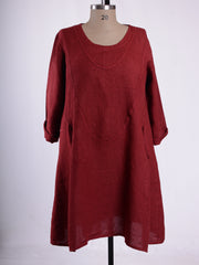 Heavy Linen Dress with Pockets - 9405