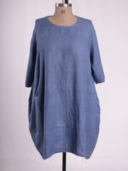 Basic Casual Linen Tunic Dress - 9469