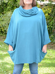 Cotton Cowl Neck Long Length Tunic - 9822