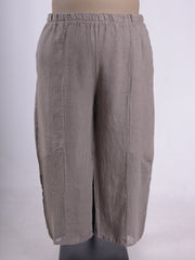Wide Leg Linen Trousers with Detail - 13103