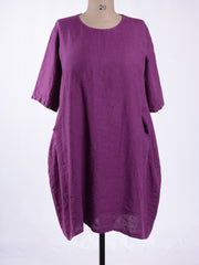Basic Casual Linen Tunic Dress - 9469