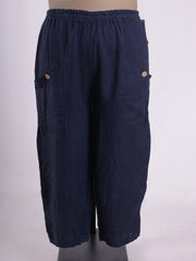 Plus Size Heavy Linen Deep Pocket Trousers - 9461