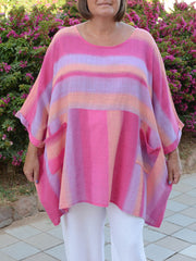 Oversized Cotton Striped Tunic - 10077 STRIPE